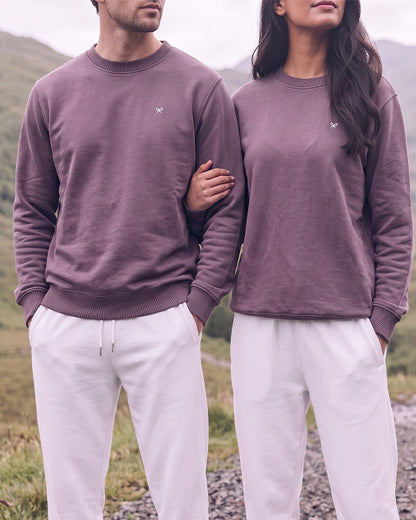 Branded Unisex Embroidered Bow Logo Sweatshirt - Dusty Purple Sp-78