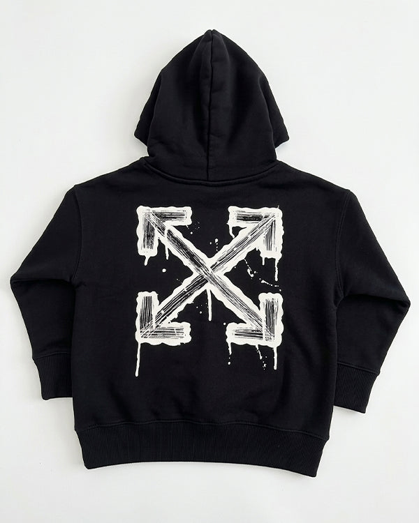 Branded Kids Off-White Spray Paint Arrow Logo Pullover Hoodie – Black Sp-65