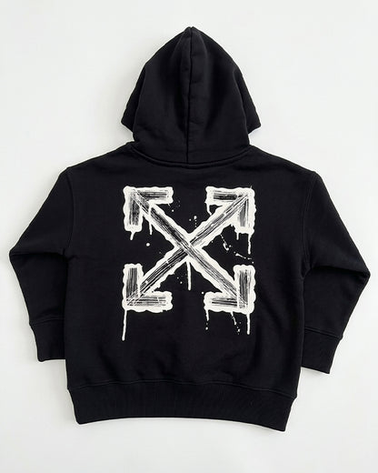 Branded Kids Off-White Spray Paint Arrow Logo Pullover Hoodie – Black Sp-65