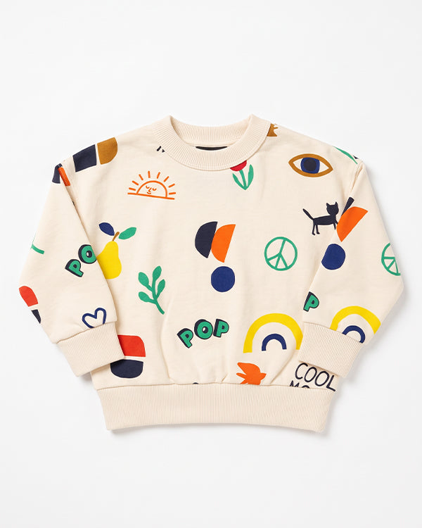 Branded Kids' Abstract & Pop Art Motif All-Over Print Crewneck Sweatshirt – Off-White SP-61