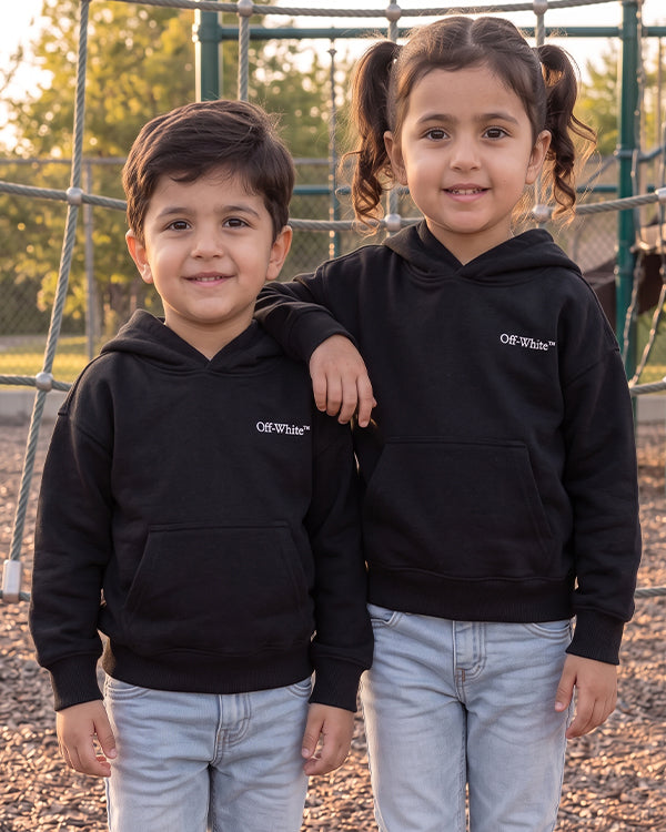 Branded Kids Off-White Spray Paint Arrow Logo Pullover Hoodie – Black Sp-65