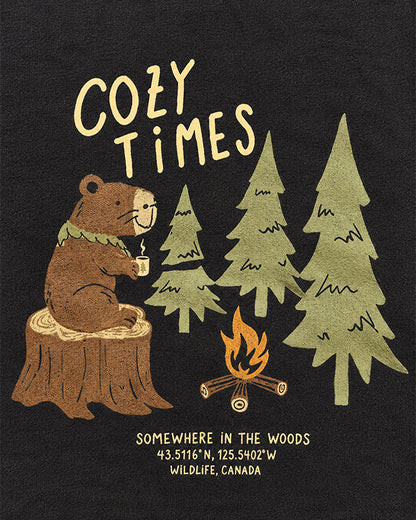 Mangos Branded Kids' "Cozy Times" Forest Bear Graphic Sweatshirt – Charcoal Grey SP-57