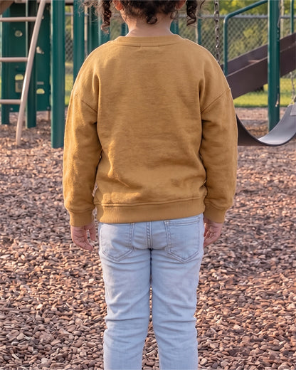 Mangos Branded Kids Embroidered Floral Pattern Crewneck Sweatshirt – Mustard Gold SP-56