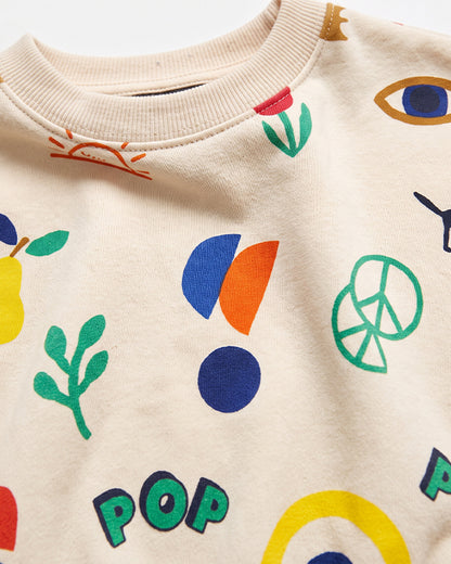 Branded Kids' Abstract & Pop Art Motif All-Over Print Crewneck Sweatshirt – Off-White SP-61