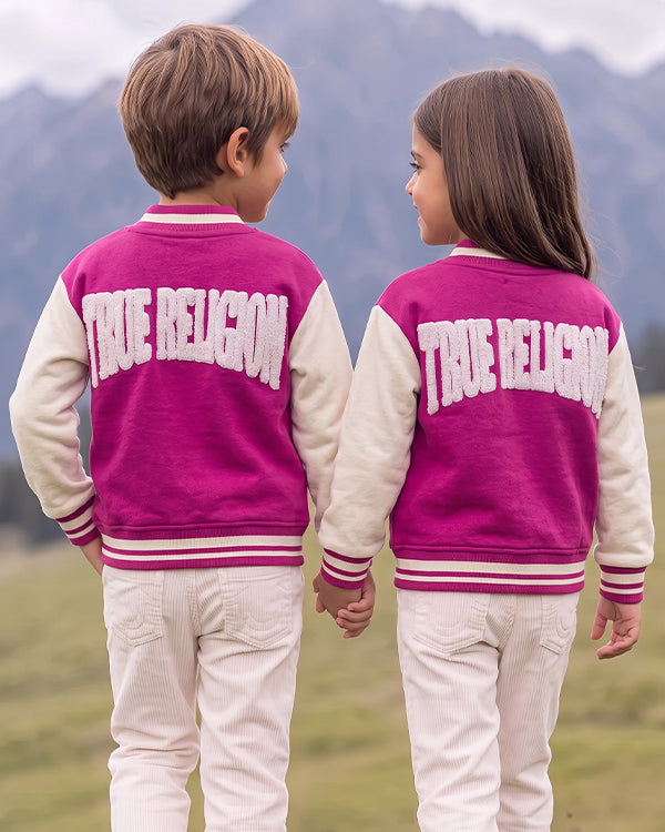 Branded Kids Bomber Jacket – Pink & Cream SP-64
