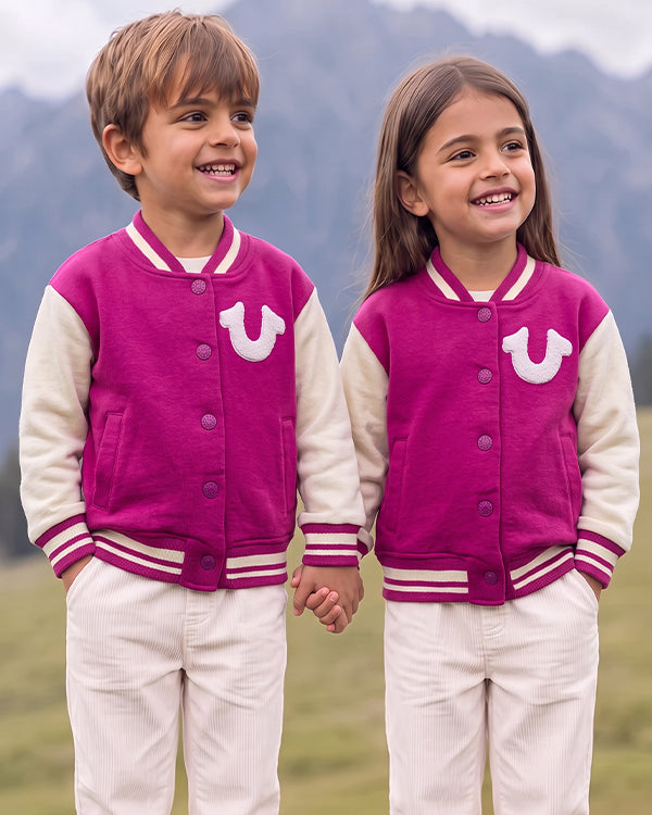 Branded Kids Bomber Jacket – Pink & Cream SP-64