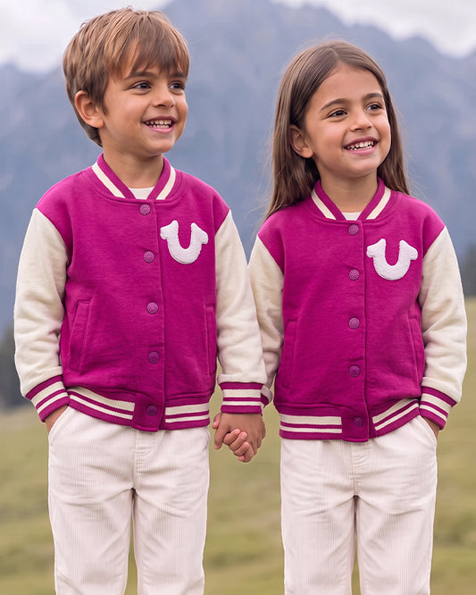 Branded Kids Bomber Jacket – Pink & Cream SP-64