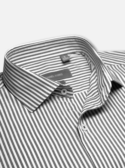 Michael Krs Branded Men's Slim Fit Striped Shirt White & Grey Color MMS-07