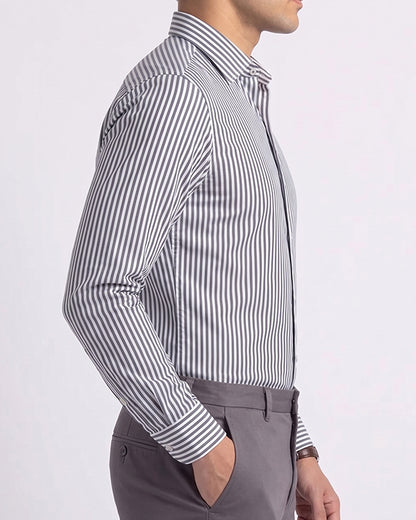 Michael Krs Branded Men's Slim Fit Striped Shirt White & Grey Color MFS-07