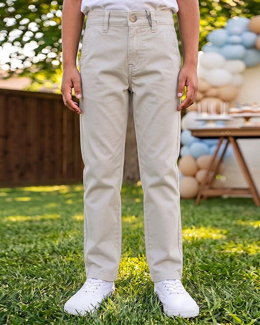 Beverlly HEELS Branded Boys Off White Chino Pants BCP-05