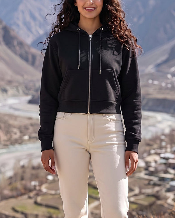 Branded Classic Black Zip-Up Jacket WJ-03
