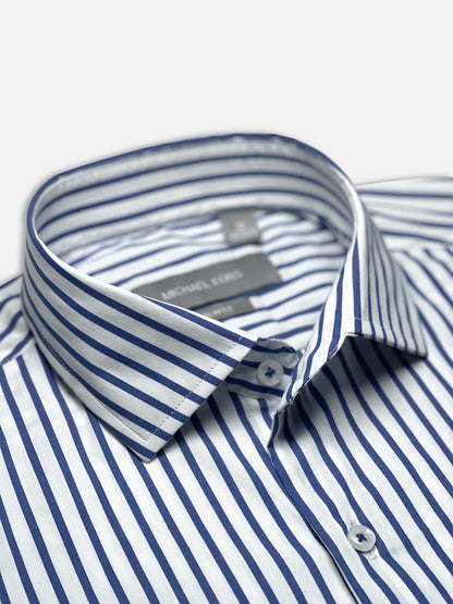 Michael Krs Branded Men's Slim Fit Striped Shirt White & Blue Color MMS-08