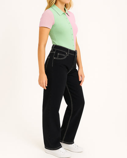 Misguidd Branded Women's Bodysuit Green & Pink