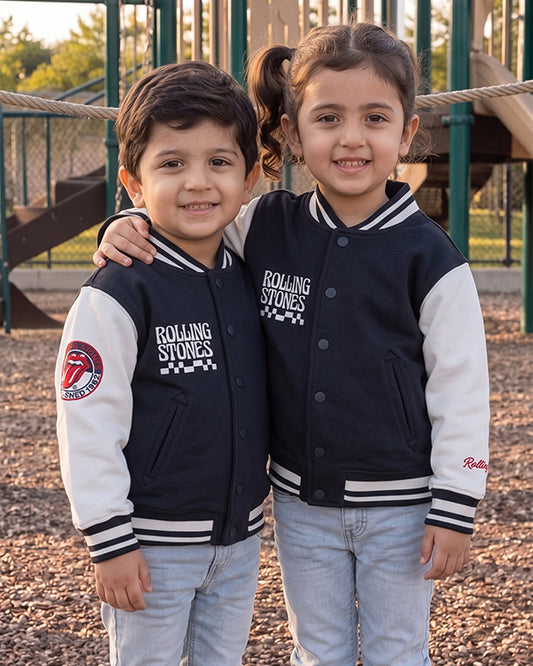 ZARRAA Kids’ Premium Varsity Jacket – Black & White KUJ-01