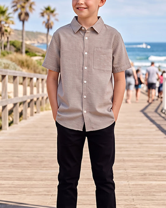 TILTY Branded Boy's Stone Beige Color Shirt Half Sleeves BS-05
