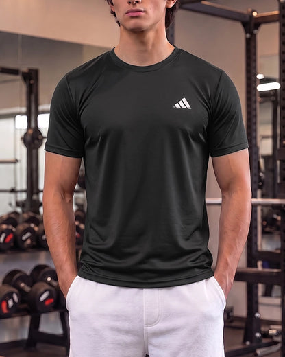 Adids Branded Men's Essential Performance Athletic T-Shirt - Dark Grey MDT-47