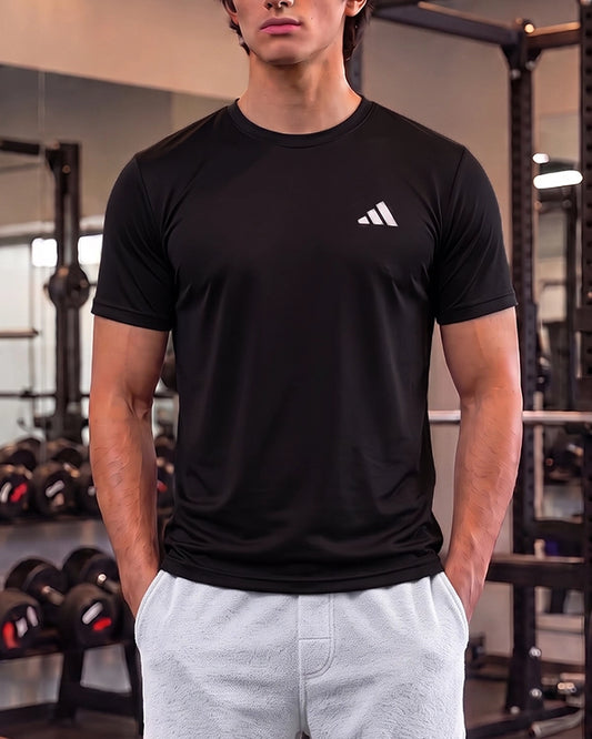 Adids Branded Men's Essential Performance Athletic T-Shirt - Black MDT-45