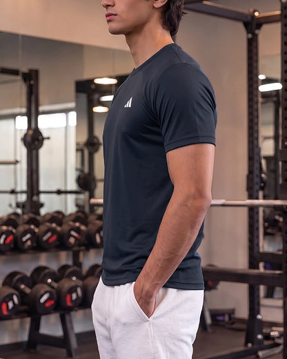 Adids Branded Men's Essential Performance Athletic T-Shirt - Navy Blue MDT-50