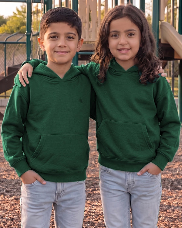 Branded Kids Plain Dark Green Hoodie Sp-16