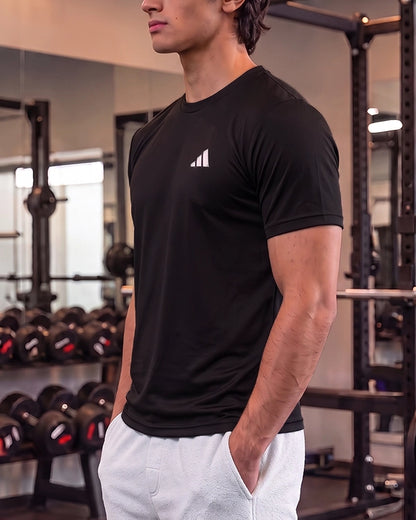 Adids Branded Men's Essential Performance Athletic T-Shirt - Black MDT-45