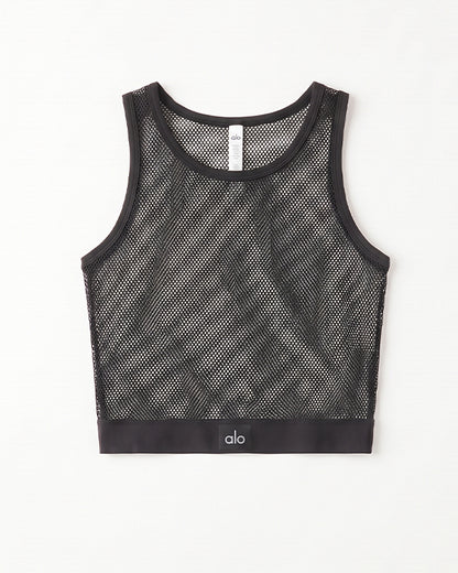 Alos Branded Airbrush Mesh Tank & Wide-Leg Trouser Set - Black