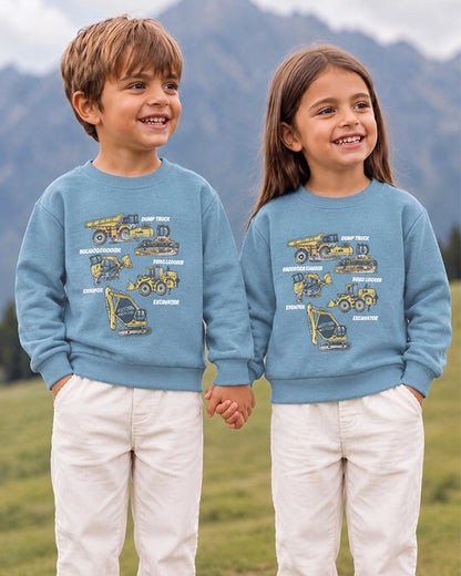 Branded Kids "Construction Vehicles" Graphic Blue Sweatshirt Sp-09