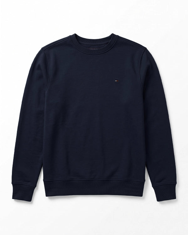Tomie Hil Branded Mens Navy Blue Classic Crewneck Sweatshirt Sp-26