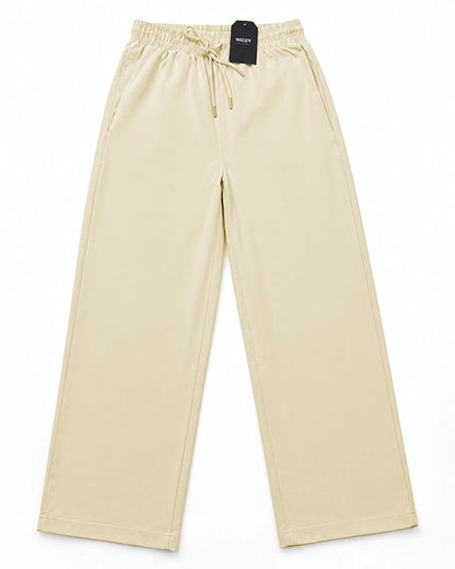 Rogr Branded Womens Wide-Leg Trousers Cream Color WTR-12