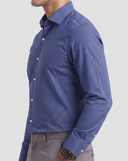 Calvy Klien Branded Mens Formal Shirt-Blue Micro-Dot MFS-46