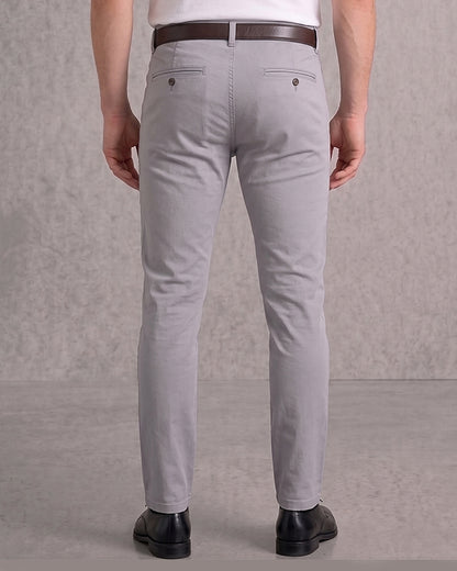 Zelig Branded Men's Grey Color Slim-Fit Cotton Chinos Branded MCP-28