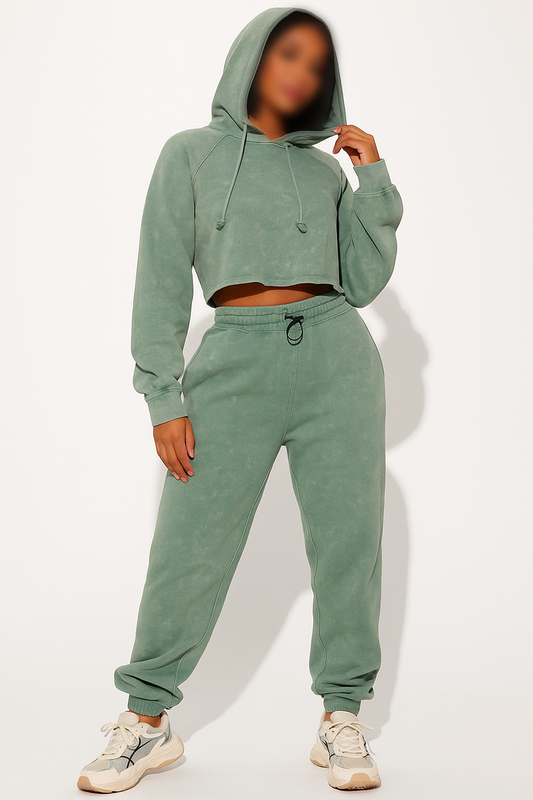 Fashion Nva Women's  Sage Green Colour Crop Hoodie FNWH-01