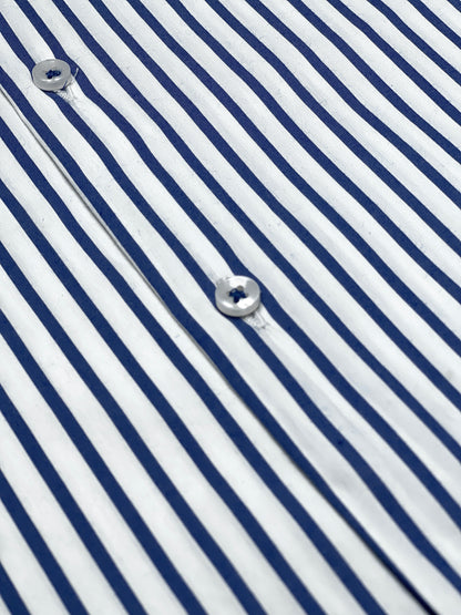 Michael Krs Branded Men's Slim Fit Striped Shirt White & Blue Color MMS-08