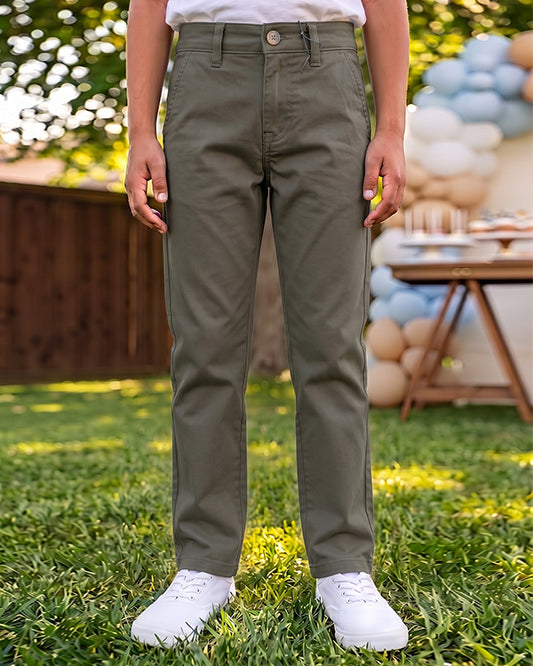 Beverlly HEELS Branded Boys Olive Green Chino Pants BCP-04