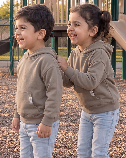 ZARRAA Branded Kids Premium Fleece Hoodie – Taupe Mocha KH-06