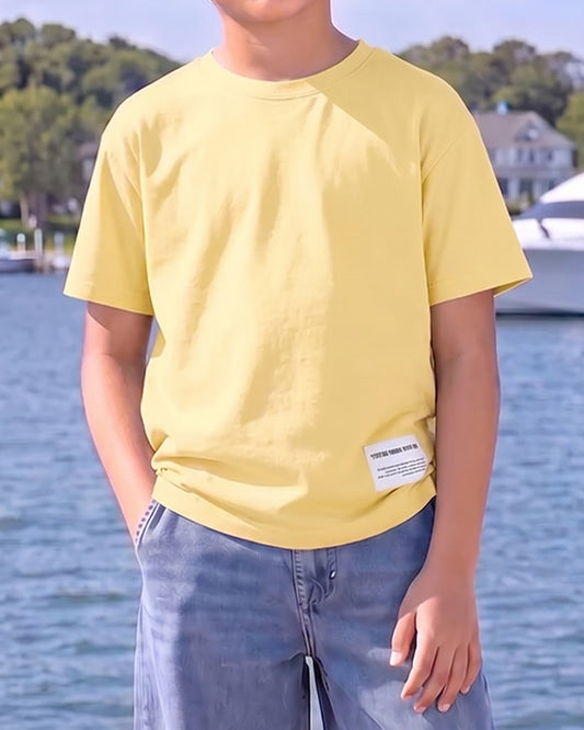 ZARRAA Branded  Boy's Cream Color T-shirt BTS-09