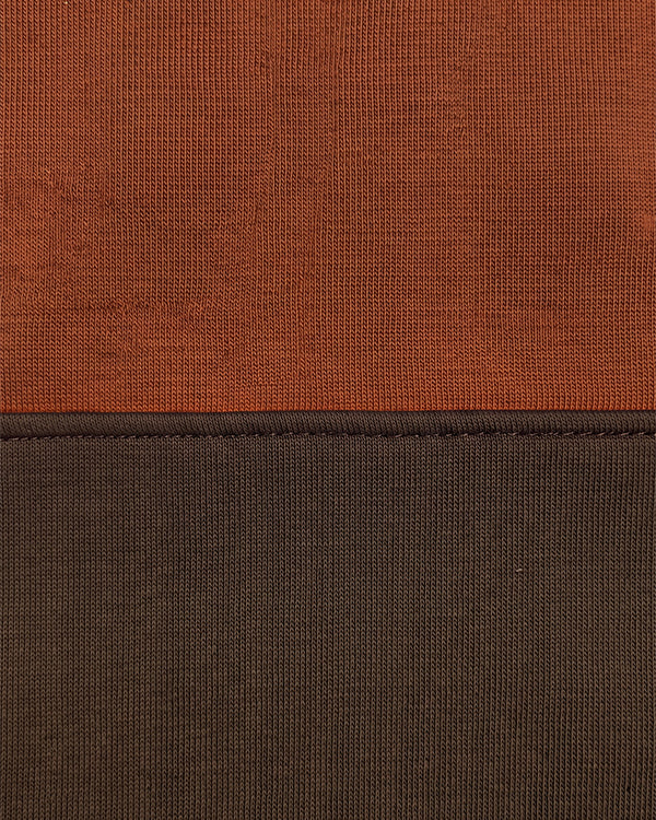 Branded Rust & Dark Brown Color-Blocked Quarter-Zip Sweatshirt MSWT-01
