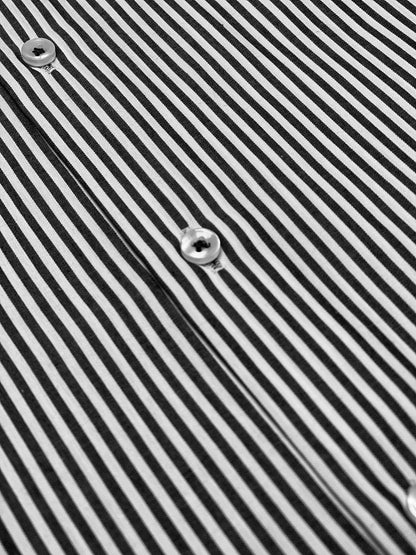 Michael Krs Branded Men's Slim Fit Striped Shirt White & Black Color MMS-09