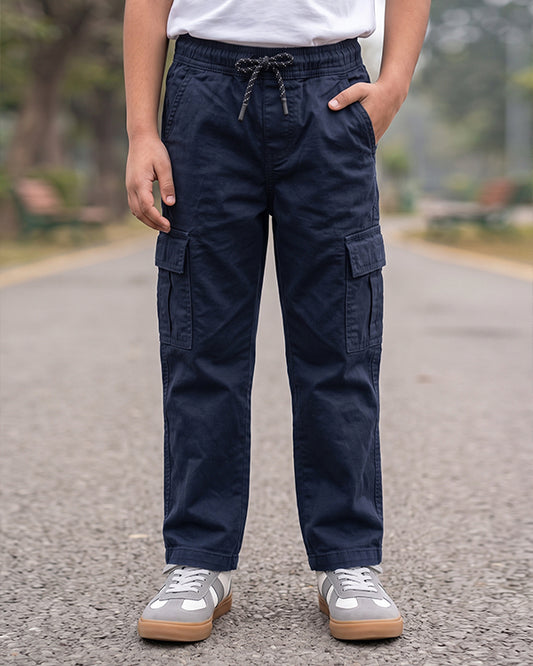 Kids Premium Navy Cargo Trousers – Unisex | Soft Cotton