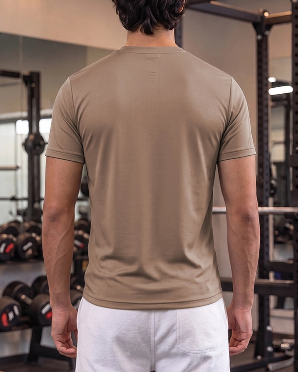 Adids Branded Men's Essential Performance Athletic T-Shirt - Khaki MDT-44