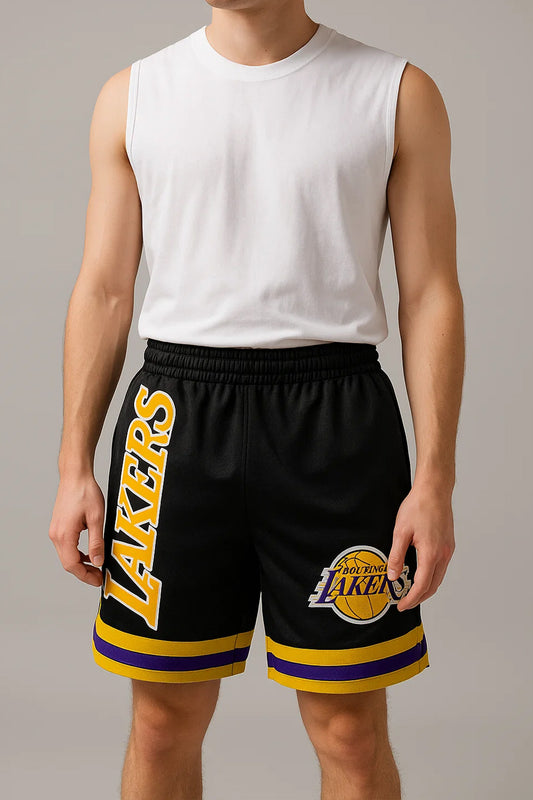 NBBA Boy's & Men's Polyester Shorts Black & Yellow Color BST-05