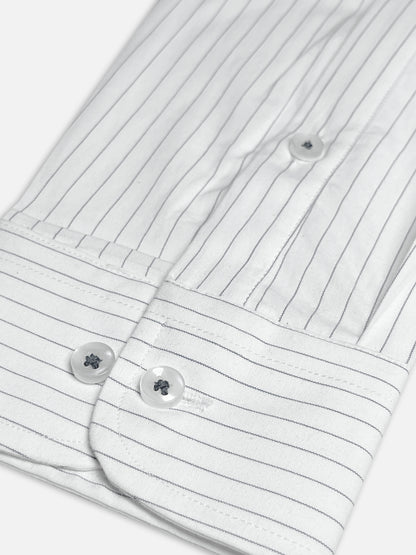 Michael Krs Branded Men's Slim Fit Striped Shirt White Color MMS-04