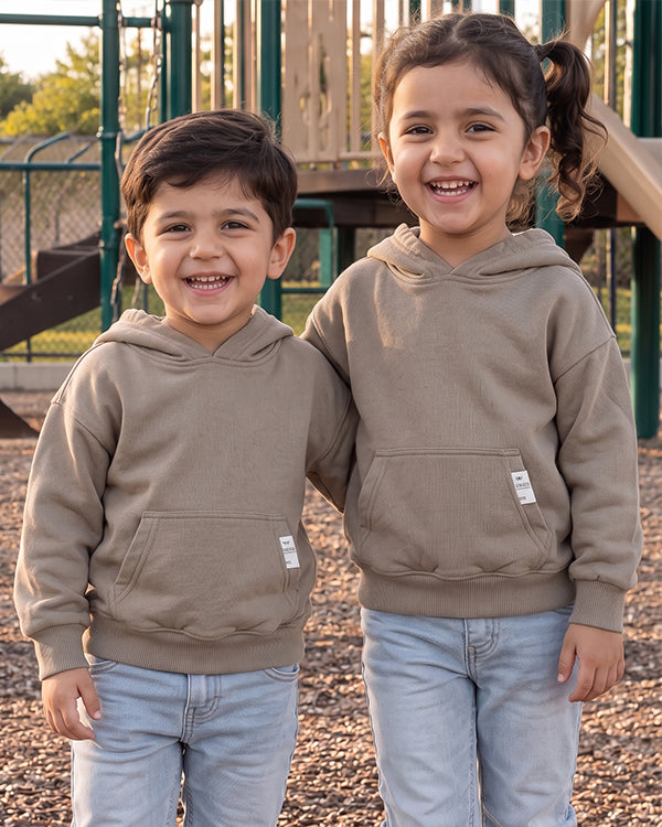 ZARRAA Branded Kids Premium Fleece Hoodie – Taupe Mocha KH-06