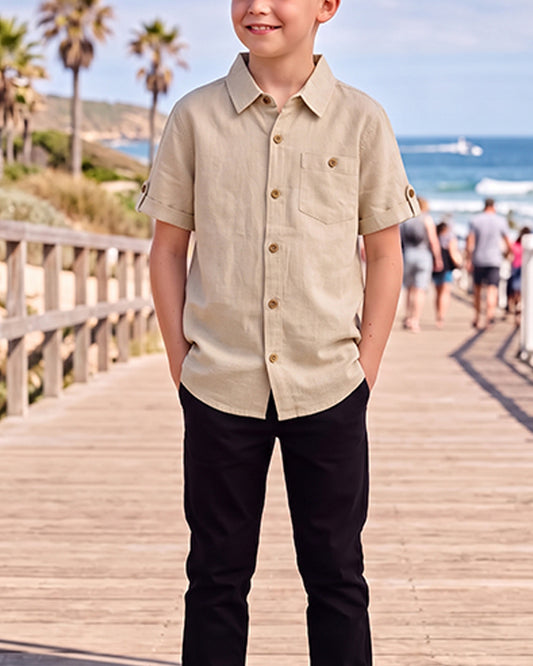 TILTY Branded Boy's Beige Color Shirt Half Sleeves BS-10