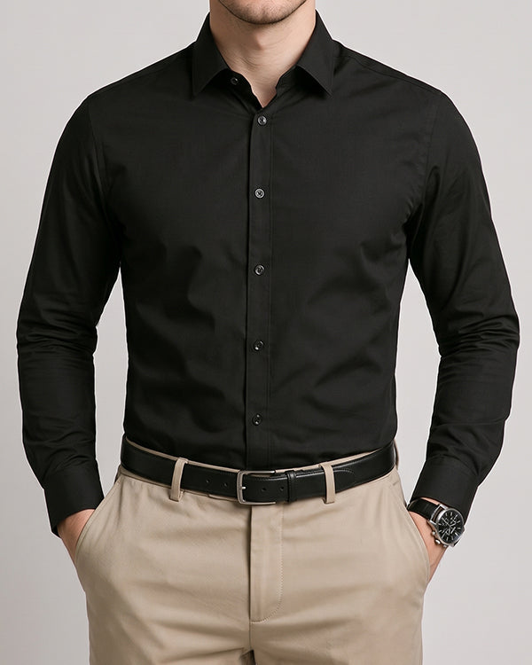 Michael Krs Branded Men's Slim Fit Shirt Black Color MFS-03