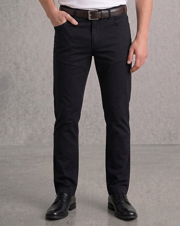Zelig Branded Men's Black Color Slim-Fit Cotton Chinos Branded MCP-29