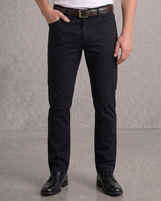 Zelig Branded Men's Black Color Slim-Fit Cotton Chinos Branded MCP-29