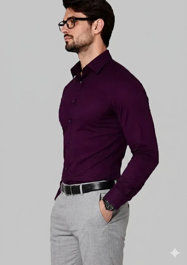 Zelig Branded Mens Formal Shirt-Burgundy MFS-32