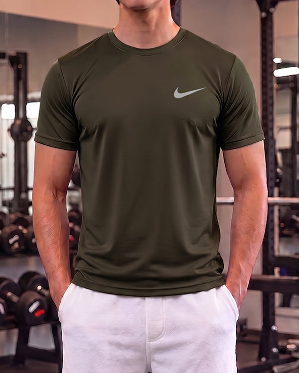 Nikk Branded Men's Essential Performance Athletic T-Shirt -Olive Green MDT-51