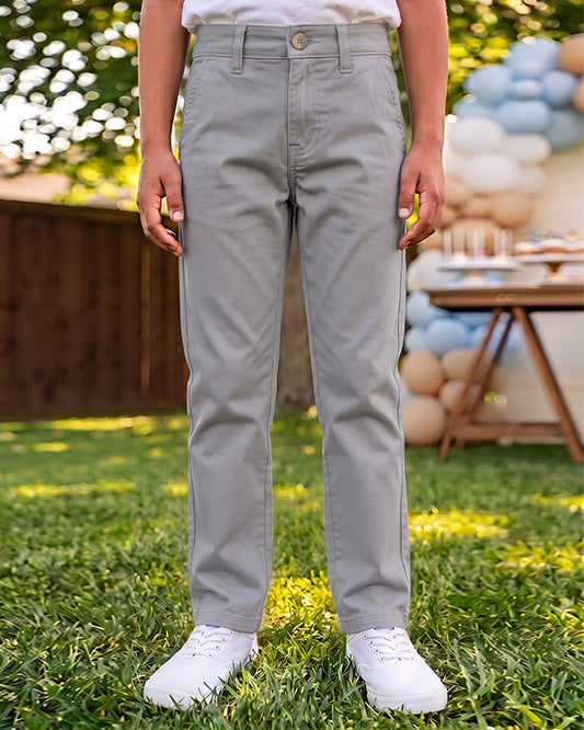 Beverlly HEELS Branded Boys Cloud Grey Chino Pants BCP-02