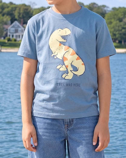 Zarra Branded Boy"s Blue Dinosaur Printed T-Shirt BTS-17